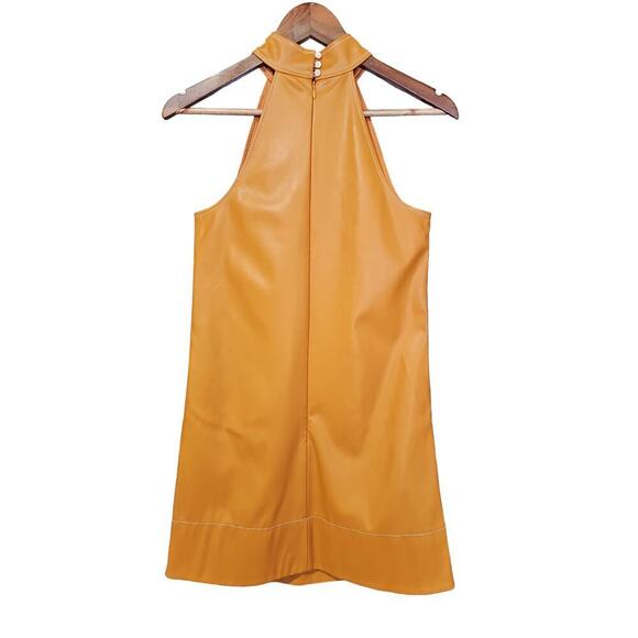 Staud Sicily Vegan Leather Mini Dress Honey Size 2 - Picture 6 of 9